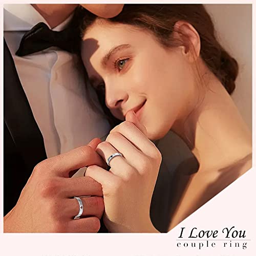 Couple Rings Valentine's Day Gifts Engagement Ring 925 Sterling Silver Heart Matching Rings for Couples Adjustable Size Promise Rings Wedding Ring3