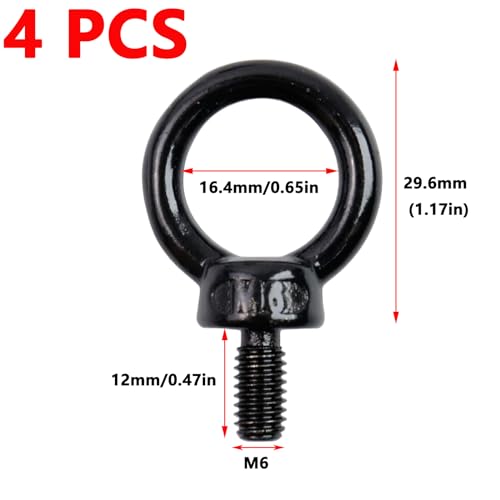 Image of Antrader M6 Lifting Eye Bolts,Stainless Steel Machinery Shoulder Lifting Eye Bolt,Black,4Pcs
