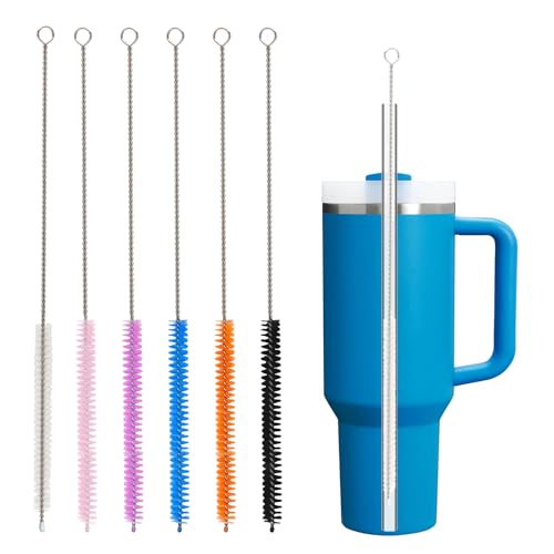 Image of Straw Cleaner Brush for Stanley, 4Pcs Extra Long Color Straw Cleaning Brush for 40oz 30oz 20oz 14oz Stanley Mug and Cleaning More Glass, Stainless,Bottle and Silicone Straw
