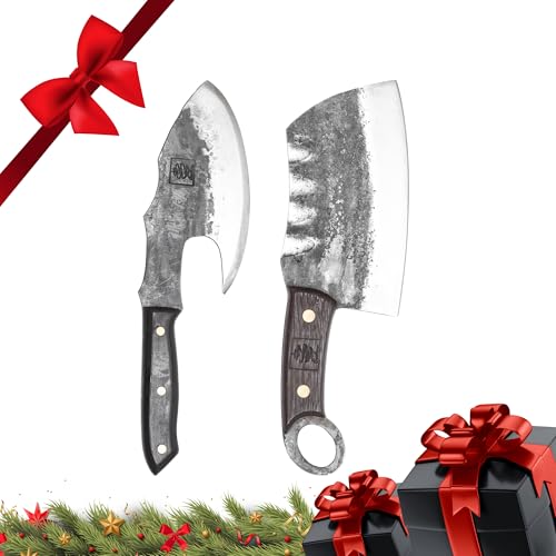 COOLINA Vikings Duo Butcher & Cleaver Knife Set - Hand-Forged