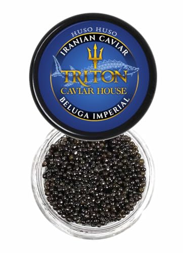 100g de caviar de esturión negro | Esturión iraní | Huso Huso | Beluga | Imperial | Caviar Malossol | Marca - Triton Caviar House | Envío expreso gratis refrigerado | series:100-200