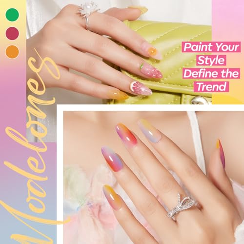 Image of modelones 32 PCS Gel Nail Polish Set, 28 Colors Jelly Nude Gel Polish with No Wipe Base Coat, Glitter & Glossy & Matte Top Coat Translucent Pink White Brown Soak Off LED Nail Art Kit Salon at Home