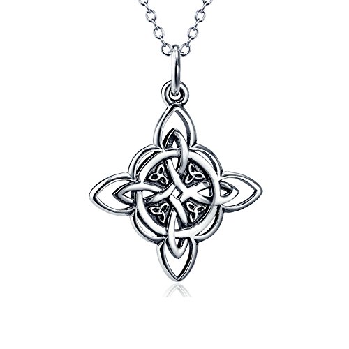 925 Sterling Silver Celtic Triquetra Trinity Knot Good Luck Pendant Rolo Chain Necklace for Women Valentine's Day Gift, 18