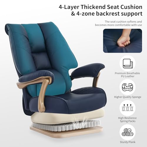 EXCEBET Big and Tall Office Chair with Footrest (Blue) - Image 4