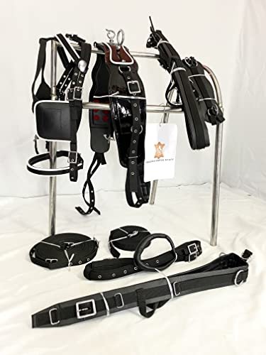 AMAZING HORSE STUFF Black Patent Nylon Driving Harness for Single Horse Cart with White Piping/Trim (Full, Cob, Pony, Shetland & Mini) (Mini)
