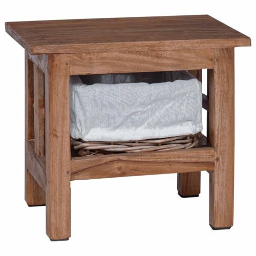 Table de chevet en acajou massif avec étagère de rangement - 8