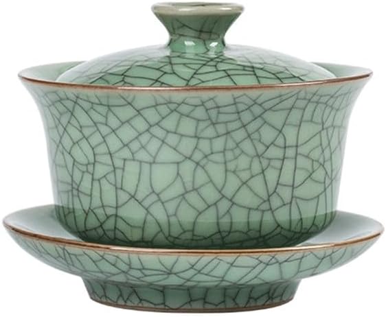 Handmade Longquan Celadon Gaiwan Fallen Leaves Tea Terrine Lid Bowl