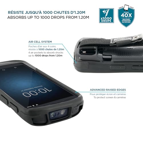 Image of MOBILIS Rugged Case for Zebra TC53 TC58 with Handstrap, Military Grade Shockproof Protective Cover for TC53 /TC58 Mobile Computer, Compatible with Charging Accessories, Recycled Materials, Black