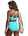 CRZ YOGA D-DD Scoop Neck Bikini Tops for Women - Padded Adjustable Spaghetti Straps Bathing Swimsuit Sports Bra Turquoise Small