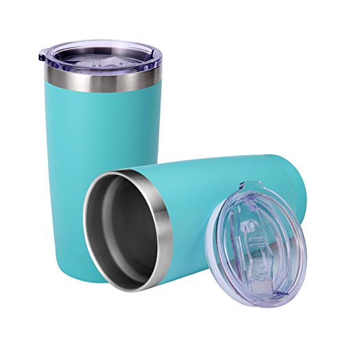 20 oz TumblerStainless Steel Vacuum Insulated Coffee Cup Double Wall Travel Mug with Lid for Cold Hot Drinks2 PackTurquoise