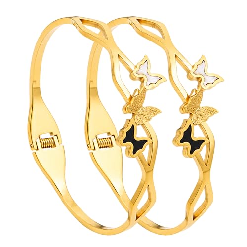 Image of Stylish Gold Plated Bangle for Women | Daily Use Stainless Steel Kada | Anti-Tarnish Waterproof Cuff | Multicolour Crystal Evil Eye | Daily Wear Bracelet For Womens | Premium Gift For Girl