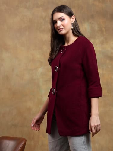 Image of KOTTY Womens Cotton Blend Standard Length Elegant Style Coat - Classic Style with Modern Detailing
