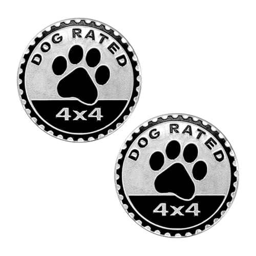Dogs Badge Rated Car Emblem, 4 x 4 3D Metal Car Badge Decals Stickers Round Emblem Decals, Auto Exterior Emblems Badge Compatible with Vehicles Trucks SUV RV (Dog Rated/2PCS)