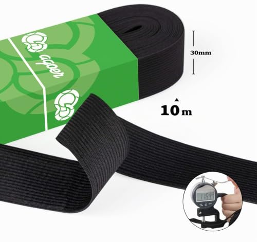 Miniatura 2 de Agoer Cinta De Goma Negra De 30 Mm De Ancho 10 Metros 11 Yardas Elástico Para Coser, Cinta Elástica Para El Hogar, Manualidades