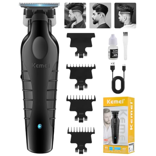 KEMEI 2299 Trimmer, Inalámbrico Maquina de Cortar Pelo Hombre, Cortadora de Pelo Profesional, Recortadoras de Barba Eléctricas, Recortadoras de Hoja en T con Espacio Cero y 3 Peines Guía
