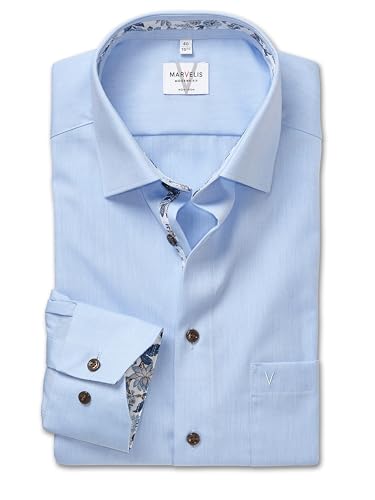 Marvelis Herren Businesshemd Langarm 720184,Einfarbig,Modern Fit,New Kent,bleu 11,43 Marvelis Herren Businesshemd Langarm 720184,Einfarbig,Modern Fit,New Kent,bleu 11,43