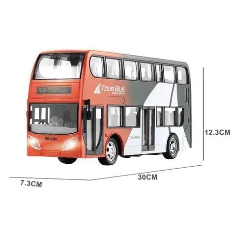 Pihura RC City Bus Double Decker Big 4 Wheel Drive Metal Bus Car with 3 Open-able Doors and Light - Multicolor 4