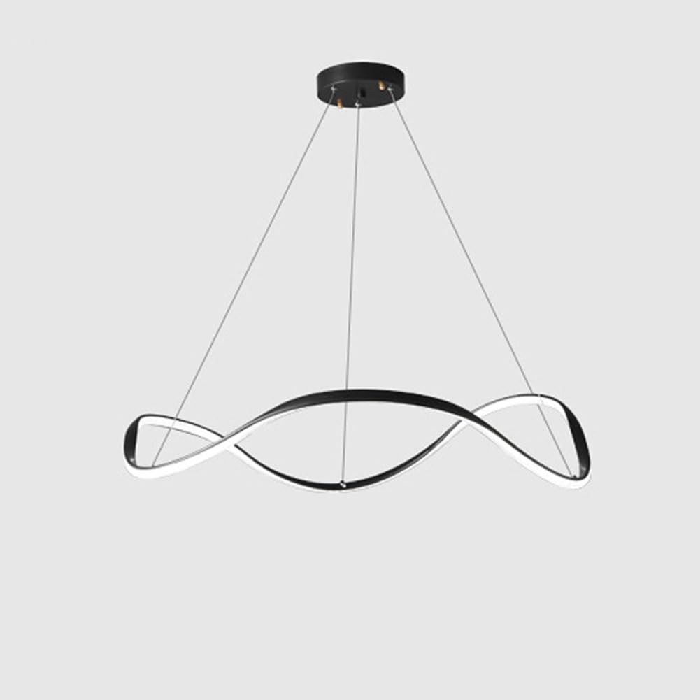 KXEcoLife LED Scandinavian high end full spectrum minimalist chandelier, modern brass circle for living room bedroom dining light,Black,40cm