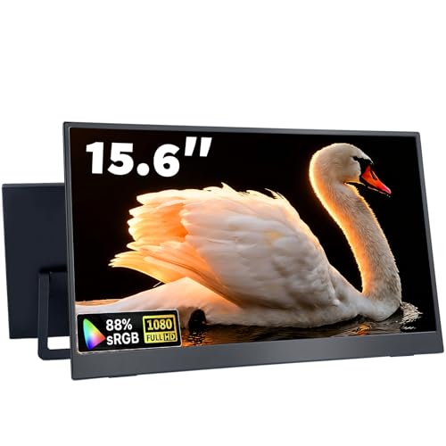Maovz 15.6 Inch Portable Monitor, 1080P FHD 60Hz IPS Screen, 72% sRGB HDMI USB-C External Monitor for Laptop PC MacBook Phone Xbox PS5/4, Travel Second Display with Kickstand
