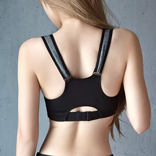 gazechimp Sutiã Feminino Com Zíper Frontal Esportivo Acolchoado E Acolchoado Colete Elástico Elástic