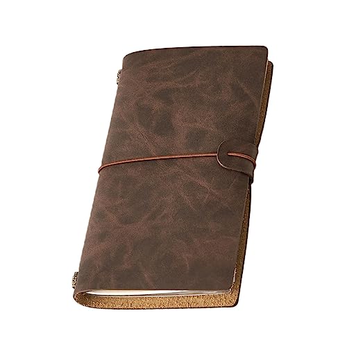 RILIHO Refillable Leather Journal - Genuine Travel Journal Diary With Unlined Pages Inserts and Zipper Pocket - Travelers Notebook Gifts For Man Artist,144 Page,4.8 x 8 Inch Brown…