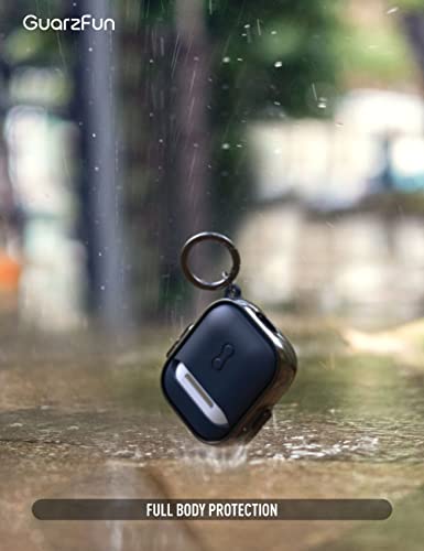 Guarzfun Case For Airpods 1St & 2Nd Case, Secure Lock Airpod Case With Lock Lid Keychain Clip, Full Body Hybrid Material Protective Cover For Men Women (Black + Blue) #TOP5