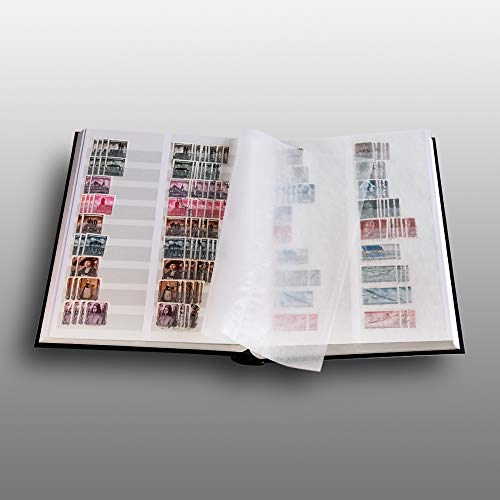 Prophila Collection 60 weiße Geteilte Seiten Briefmarkenalbum Einsteckbuch wattierter schwarzer Einband