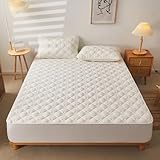 HAIBA Matratzen-Bett-Schoner mit Spannumrandung |Auch für Boxspring-Betten und Wasser-Betten geeignet | Microfaser | 100% Polyester | Matratzen-Auflage,Weiß,180x200cm+35cm