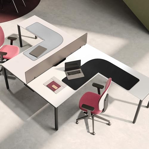 Image of Chihein L-Shaped Desk Pad, Dual Sided Corner Desk Mat (57.1 inch+ 57.1 inch) x 19.7 inch, Computer Office Mouse pad Writing Table Pad for Home Office - Black
