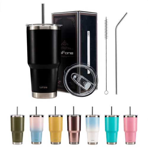 Taza de viaje al vacío, tazas de café de acero inoxidable, vaso aislado de 16 oz/480 ml para café caliente y frío (negro) Cover