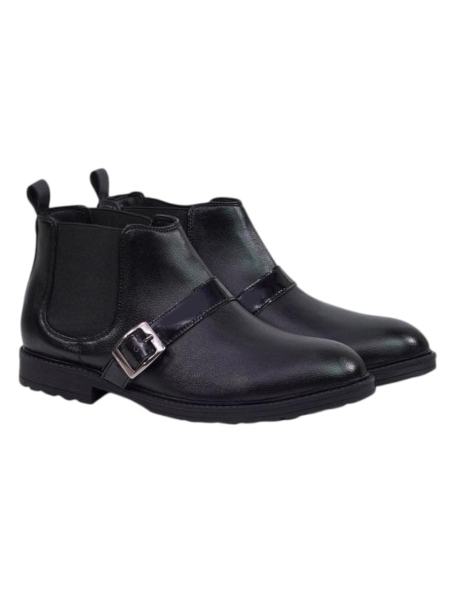 Men's Lace-up Black Chelsea Boot Shoes | Synthetic Leather Upper with TPR Sole | Stylish & Comfortable Footwear for Office, Casual Outing, Parties, Daily Use, Travel & Gifts-image-13