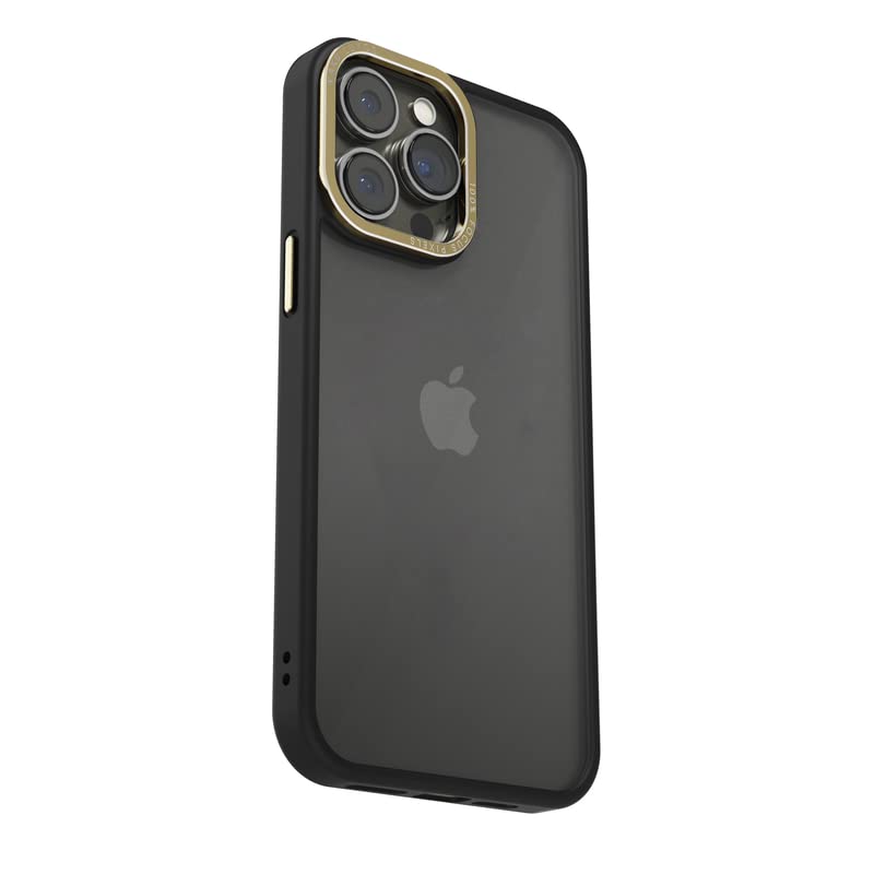 Image of Vaku Luxos Trans Armor for iPhone 14 Pro Case Cover, 6 Feet Drop, Metal Ring Camera Protection, Shockproof, Scratch Resistant, Slim, Compatible with iPhone 14 Pro Back Cover - Black & Gold