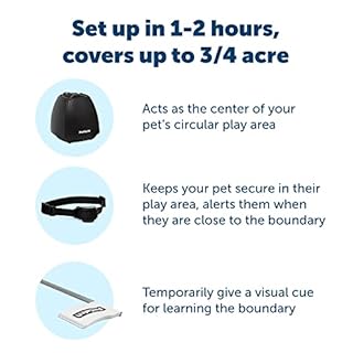 PetSafe Stay & Play Wireless Fence with Replaceable Battery Collar – No Wire to Bury – Covers 3,000 m² Area – for Dogs 2.3 kg and Up – Battery Operated Collar – Portable Design