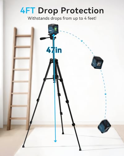 Image of Laser Level with Tripod, RockSeed Cross Line Laser with Self-Leveling, Vertical and Horizontal Line, Rotatable 360 Degree, Carrying Pouch, Battery Included