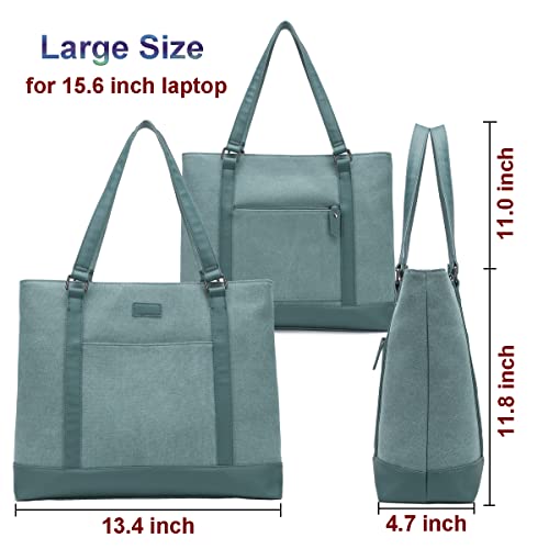 Canvas Laptop Tote Work Bag For Women With 15.6 Inch Computer Compartment Pockets #TOP2