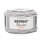 Bernat Blanket Stripes Yarn, 10.5 oz, Gauge 6 Super Bulky Chunky, Gray Matters