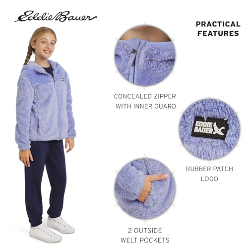 Image of Eddie Bauer Girls' Quest Plush High Pile Faux Sherpa Hooded Jacket