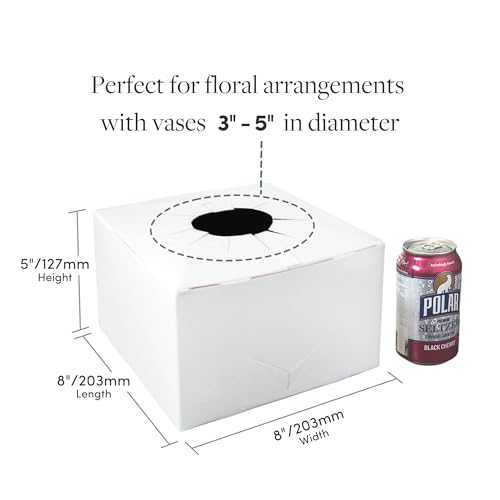 Image of Holiday Designs - Quick Fold Florist Delivery Box, Corrugated Cardboard Vase Boxes for Secure Floral Arrangements During Transport, 8 x 8 x 5 (Large - Bulk Case of 100)