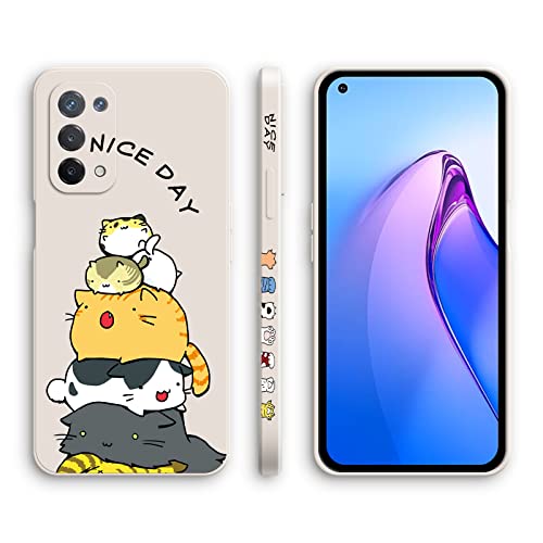 Cover per Oppo A74 5G Oppo A54 5G Custodia Morbido Antiurto Ultrasottile con Motivo Carino Design a Bordo Dritto - Kitten silicone bianco