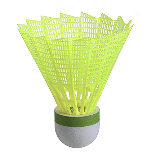 Image of Spiro Badminton Shuttle Cock, Green Color, Plastic Make with Cork on The Face (Low Speed)