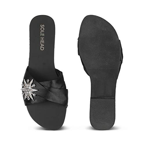 Image of SOLE HEAD Gold Flats Sandal for Women