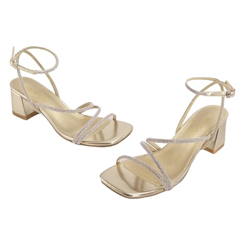 Image of Shoe'N Tale Strappy Heels for Women Low Chunky Block Heel Dress Shoes Square Open Toe Ankle Strap Heeled Sandals