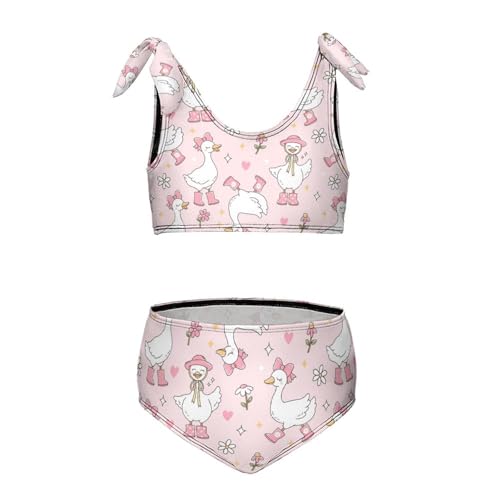 Girls Bathing Suits 2 Piece Swimsuit Cowgirl Silly Goose Summer Bikini Tankini Sets for 6-12 Years