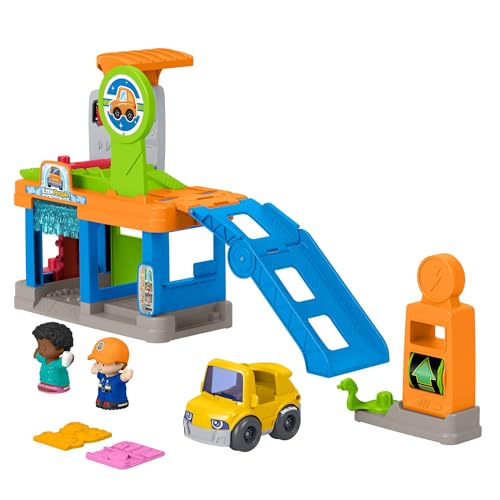 Fisher-Price Little People Toddler Toy Fillin’ Fun Service Station Playset, Car & Figures for Pretend Play Preschool Kids Ages 1+ Years