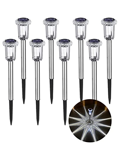 Bellanny Lampes Solaire Exterieur Jardin Lot de 8 Lumiere Exterieur Jardin LED en Acier Inoxydable Étanches Eclairage Exterieur Pour Terrasse, Pelouse et Chemins Cover