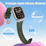 HITZEE Pasek kompatybilny z Apple Watch Ultra 49/46/45/44/42 mm, pasek z płynnego silikonu z paskami adaptera ze stali nierdzewnej zaprojektowany do Apple Watch Ultra 2 Ultra Series 10 9 8 7 SE 6 5 4