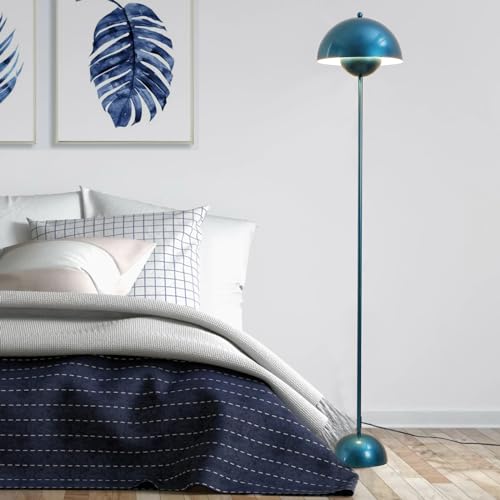 Image of Mid-Century Modern Metal Bud Floor Lamp for Home and Office, Pearl Blue