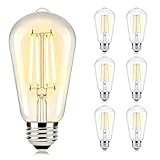 Brightever 6-Pack Dimmable LED Light Bulbs 60W Equivalent, Vintage Edison Light Bulbs, 2700K Warm White ST58 7W LED Bulb Super Bright 850LM, 90+CRI, Clear Glass Antique Decorative Filament Bulbs