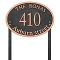 Custom Address Sign LAWN MOUNTED - House Number Sign Plaque,Metal Address Plaque for Lawn Insert,Yard,Garden,Ground,Drive Way,Gate,911 Visibility,Free Standing,with Stakes(Red Copper)