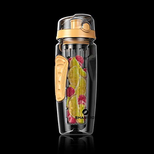 sharpro 32 oz. Infuser Water Bottles - Featuring a Full Length Infusion Rod, Flip Top Lid, Dual Hand Grips (Tangerine) - Thumbnail 3